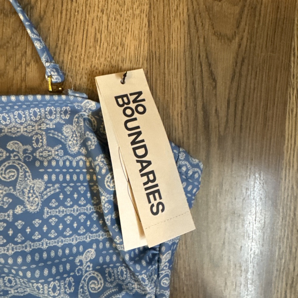 No Boundaries Blue Ash one piece Swimsuit XXL 20 NWT Cheeky High Leg - Picture 6 of 7
